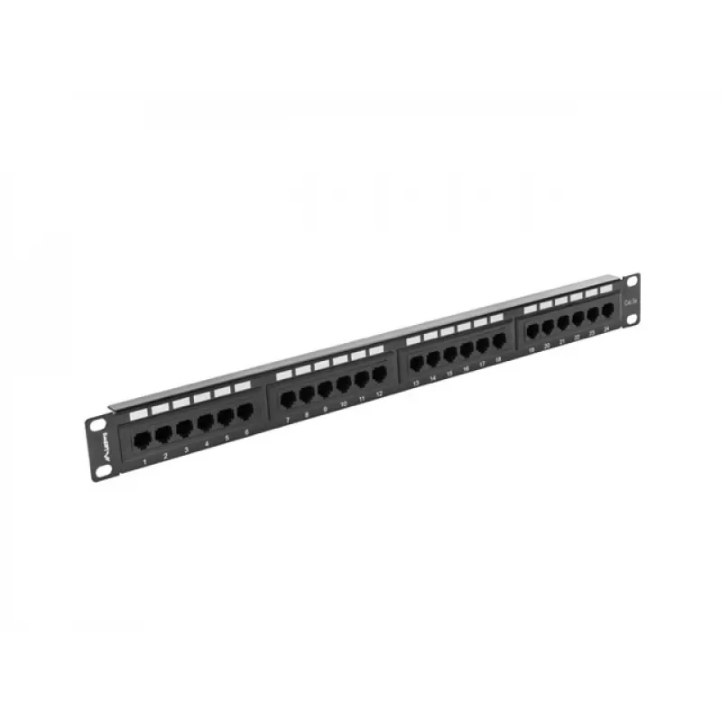 Patch panel 1U LANBERG PPU5-1024-B — 24-port CAT5e, metal, black, 445×32.5×44.5 mm