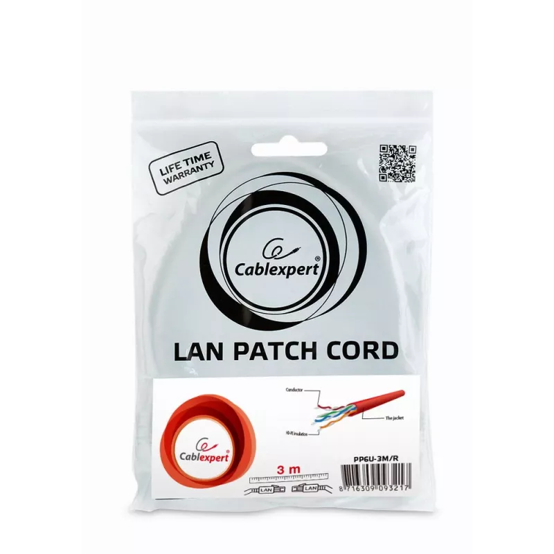 GEMBIRD Patch Cable - CAT6 - UTP - 3m - Red