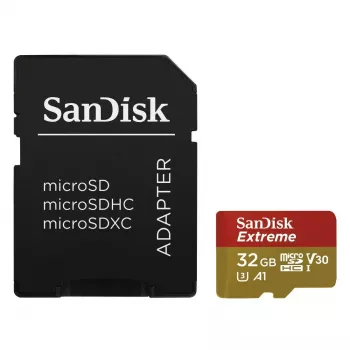 WESTERN DIGITAL SanDisk micro SDXC Extreme 32GB (A1/ V30/ U3/ UHS-I/ Cl.10/ R100/ W60) + Adapter for Action Cam