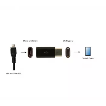 GEMBIRD USB 2.0 Type-C to MicroUSB Adapter (CM/MicroUSB-F), Black