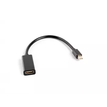 Video cable adapter LANBERG Mini DisplayPort (male) to HDMI Type A (female), 0.2 m, 1920x1200 @60Hz, DisplayPort 1.2, black