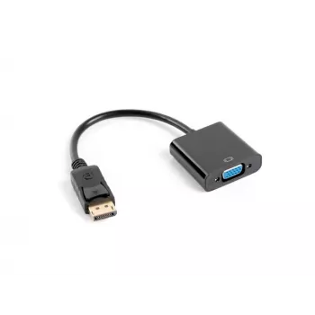 Video cable adapter LANBERG AD-0002-BK — VGA (female) to DisplayPort (male), 0.2 m, 1920×1200@60Hz, DP 1.1a, black