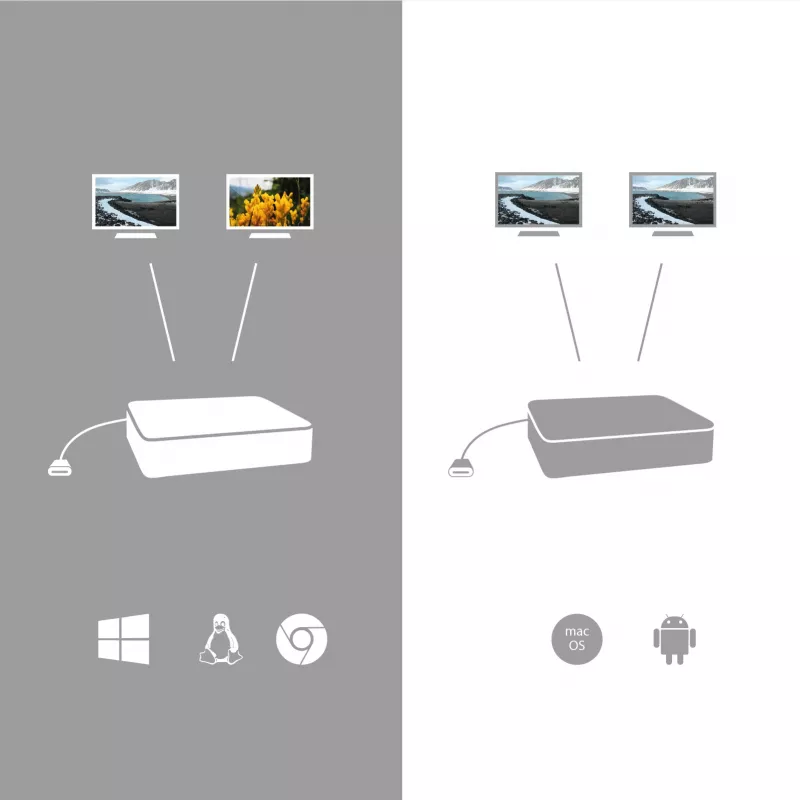 i-tec USB-C 3.1 Dual 4K DP Video Adapter, 3.2 Gen 1 (3.1 Gen 1), USB Type-C, DisplayPort output, 3840 x 2160 pixels