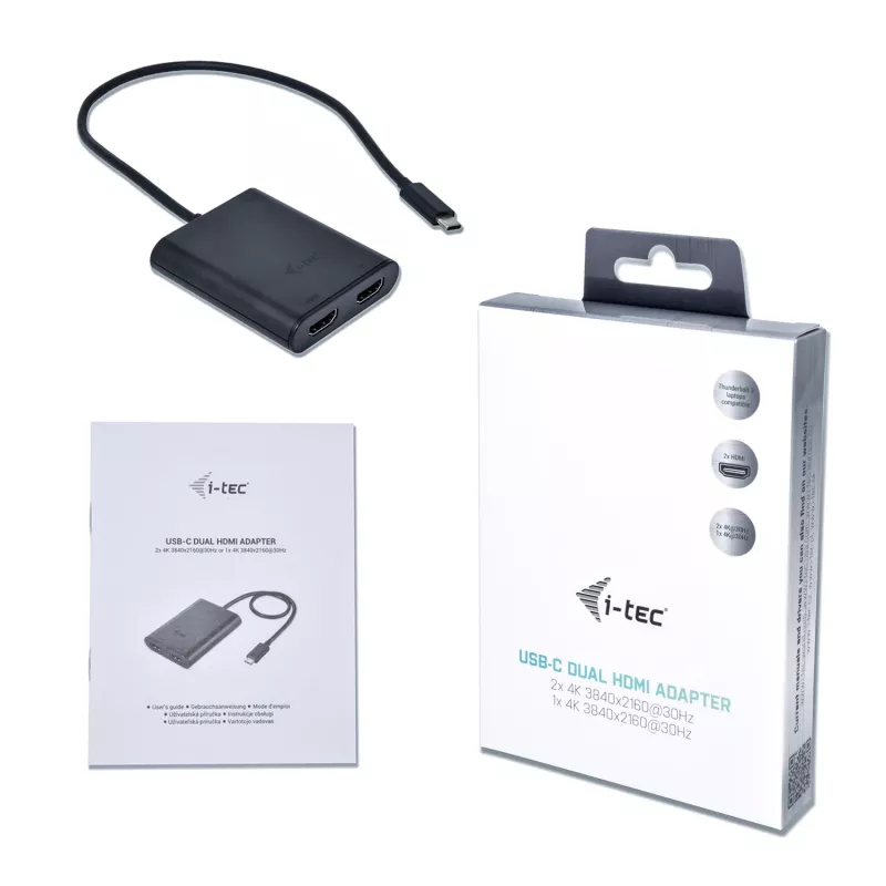 i-tec USB-C 3.1 Dual 4K HDMI Video Adapter, 3.2 Gen 1 (3.1 Gen 1), USB Type-C, HDMI output, 3840 x 2160 pixels