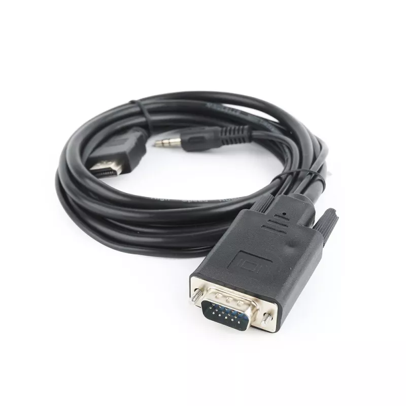 GEMBIRD HDMI to VGA and Audio Adapter Cable, Single Port, 1.8m - Black