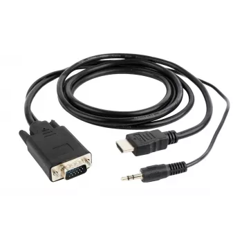 GEMBIRD HDMI to VGA and audio adapter cable, single port, 3m, black