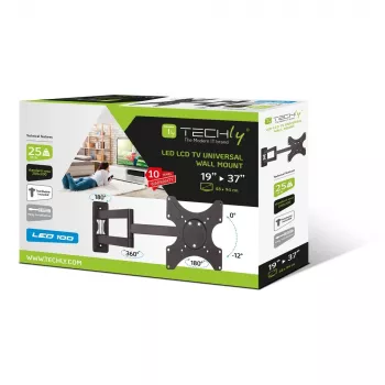 Techly 19-37 inch Wall Bracket for LED LCD TV Tilt 3 Joints Black” ICA-LCD 2903