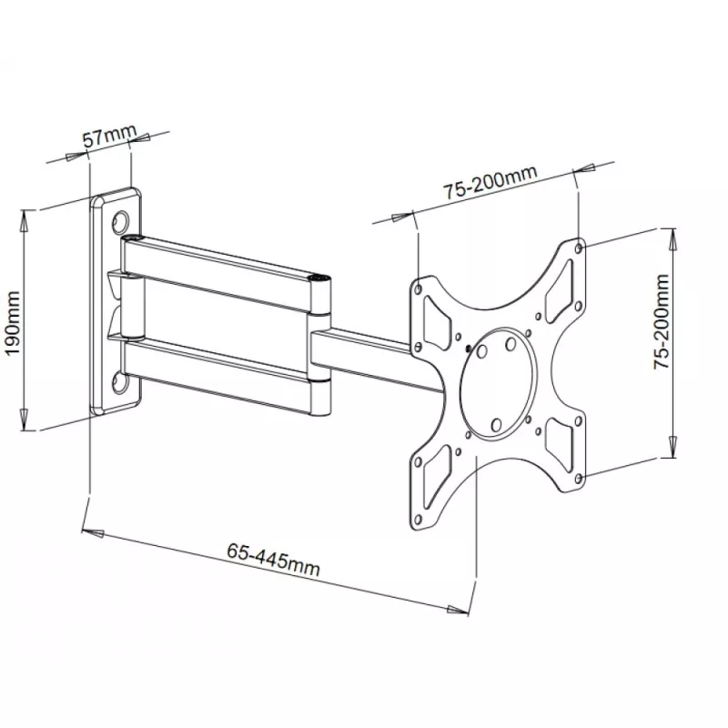 Techly 19-37 inch Wall Bracket for LED LCD TV Tilt 3 Joints Black” ICA-LCD 2903