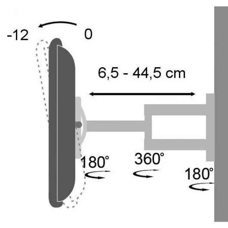 Techly 19-37 inch Wall Bracket for LED LCD TV Tilt 3 Joints Black” ICA-LCD 2903
