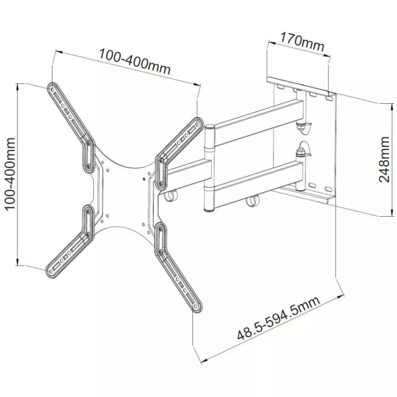 Techly 23-55 Universal LCD TV Wall Mount Bracket Black” ICA-PLB 136M