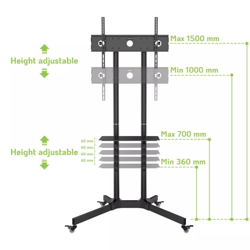 Techly Floor Trolley with Shelf Support LCD / LED / Plasma 30-65 inch ICA-TR6