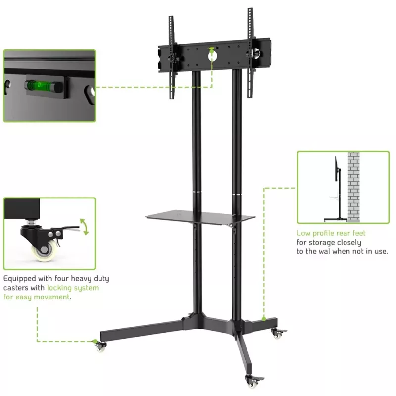Techly Floor Trolley with Shelf Support LCD / LED / Plasma 30-65 inch ICA-TR6