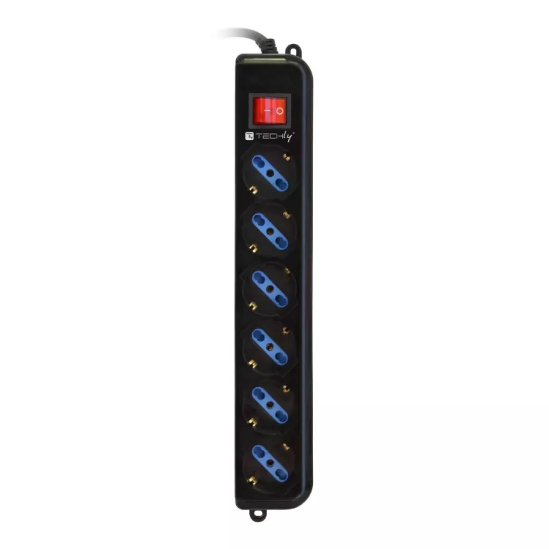 Techly Power Strip 6 Sockets Black with VDE Plug IUPS-PCP-6V