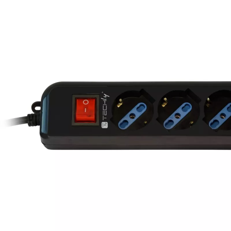 Techly Power Strip 6 Sockets Black with VDE Plug IUPS-PCP-6V