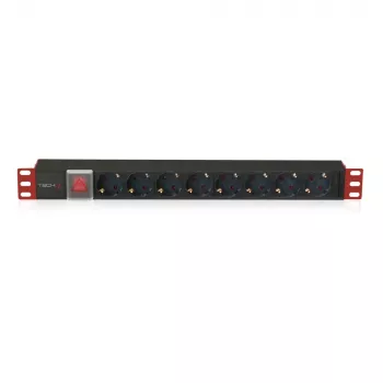 Techly I-CASE STRIP-81UD power distribution unit (PDU) 8 AC outlet(s) 1U Black, Red