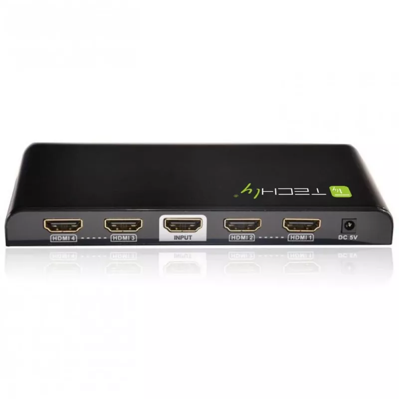Techly Splitter HDMI 4 way 4K*2K IDATA HDMI-4K4, HDMI, 4x HDMI, 1x HDMI F, 4096 x 2160 pixels, Black, 36 bit
