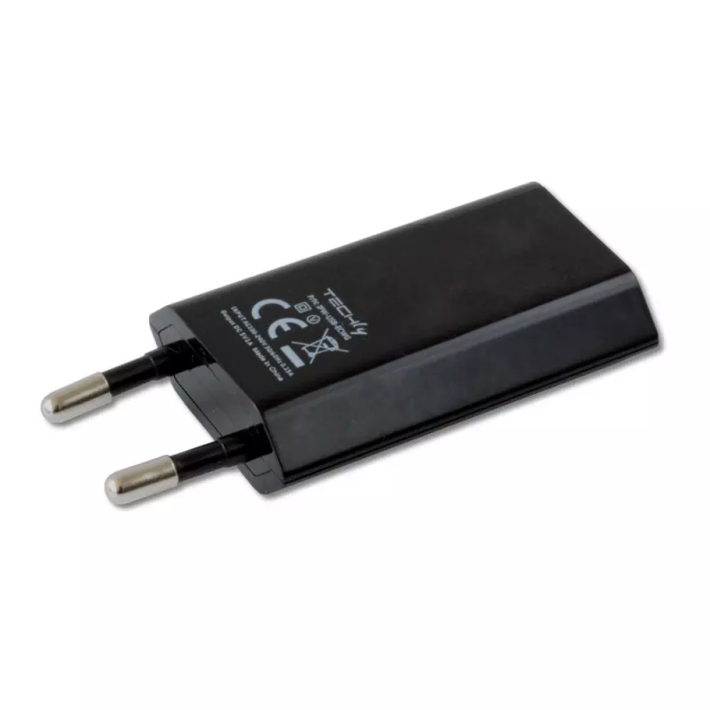 Techly Compact Charger USB 1A European Plug Black, Indoor, AC, 5 V, 1 A, Black