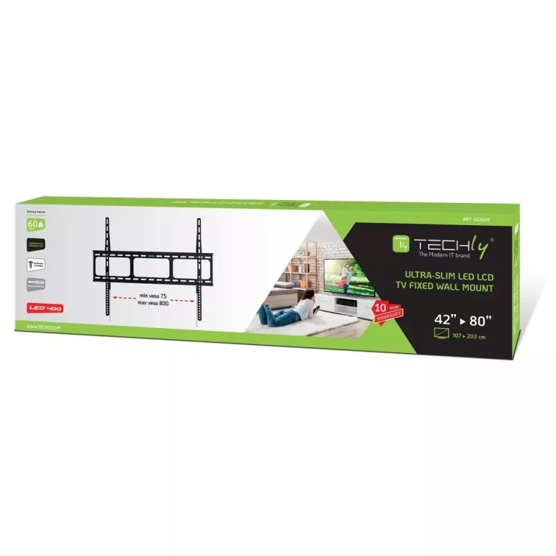 Techly Wall Mount for LED LCD TV 42-80 Ultra Slim Fixed H600mm” ICA-PLB 860