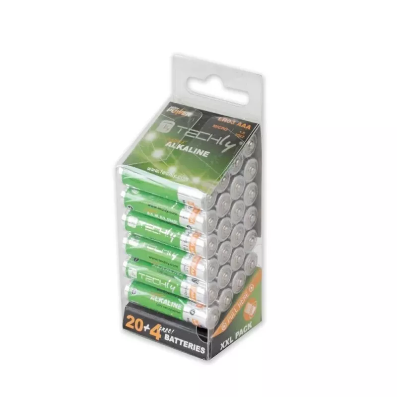 Techly Multipack 24 Batteries High Power Mini Stilo AAA Alkaline LR03 1.5V IBT-KAL-LR03-B24T