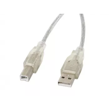 LANBERG USB Cable USB 2.0 USB B - 3m Transparent