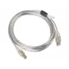 LANBERG USB Cable USB 2.0 USB B - 3m Transparent