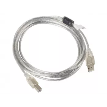 LANBERG USB Cable USB 2.0 USB B - 3m Transparent
