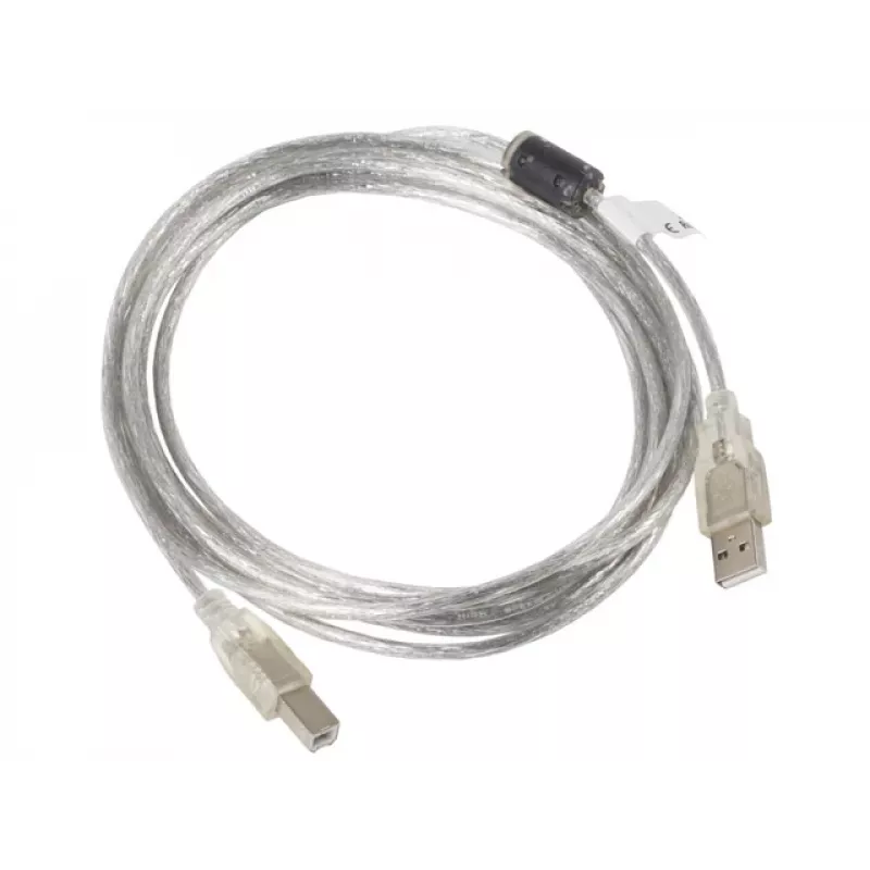 LANBERG USB Cable USB 2.0 USB B - 3m Transparent