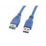 USB A to USB A cable LANBERG CA-US3E-10CC-0018-B 1.8 m, USB 3.0, blue, 4800 Mbit/s