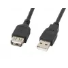 USB A to A cable LANBERG CA-USBE-10CC-0018-BK, USB 2.0, 1.8 m, black