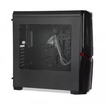 PC case IBOX ORCUS X14 Midi Tower Black — ITX/ATX, side window, red illumination, 3×3.5 inch bays, 2×2.5 inch bays, 1×5.25 inch, USB 3.2 Gen1 Type-A