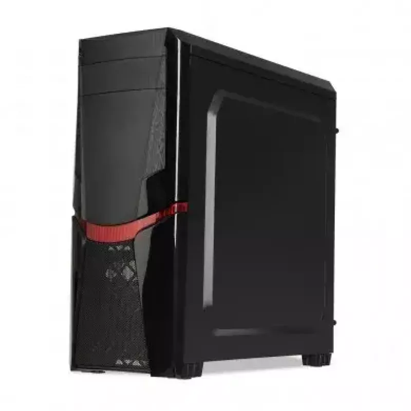 PC case IBOX ORCUS X14 Midi Tower Black — ITX/ATX, side window, red illumination, 3×3.5 inch bays, 2×2.5 inch bays, 1×5.25 inch, USB 3.2 Gen1 Type-A