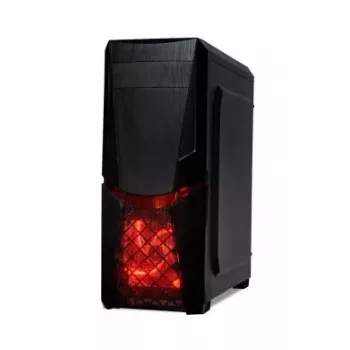 PC case IBOX ORCUS X14 Midi Tower Black — ITX/ATX, side window, red illumination, 3×3.5 inch bays, 2×2.5 inch bays, 1×5.25 inch, USB 3.2 Gen1 Type-A