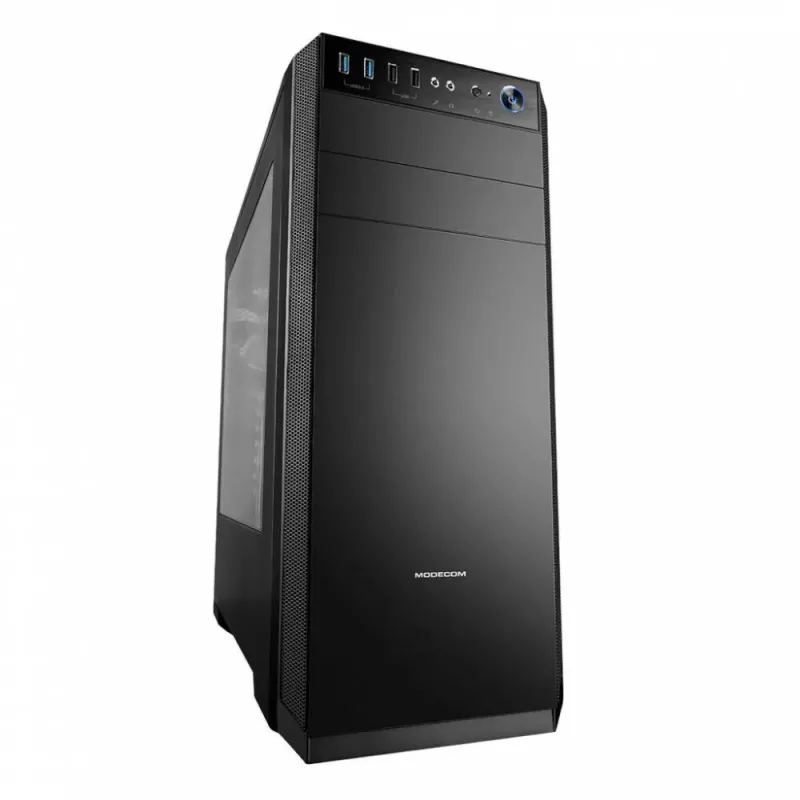Modecom Oberon Pro Midi Tower PC Case, ATX/Micro ATX/ITX, side window, GPU up to 395 mm, 2x USB 3.0, black