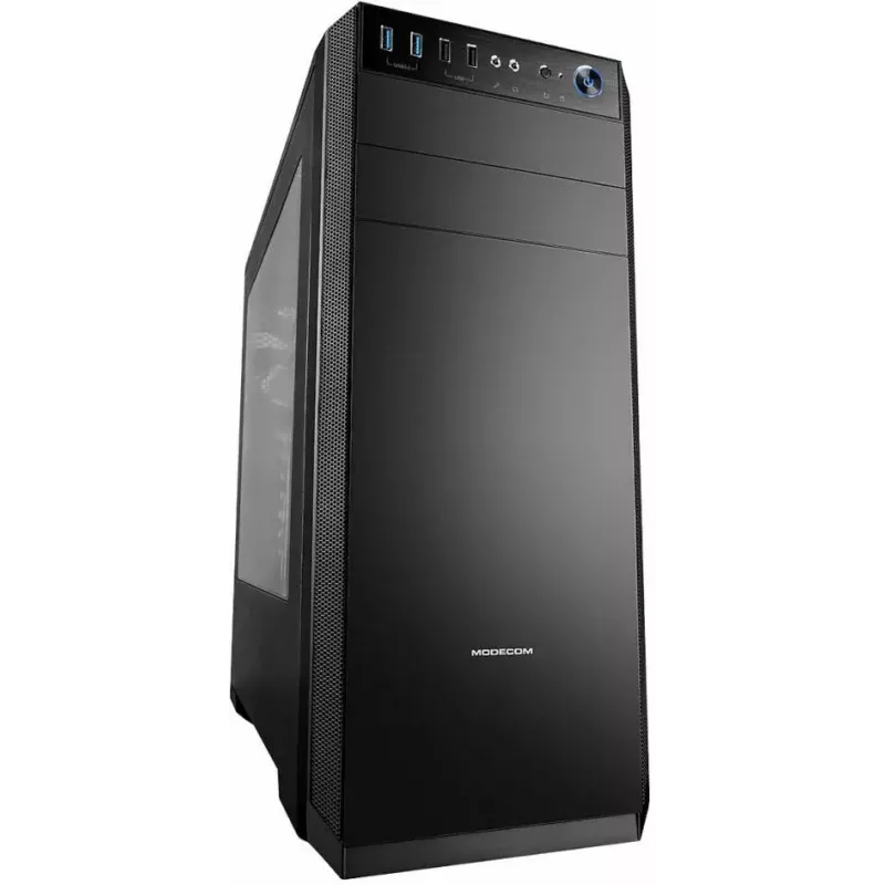 Modecom Oberon Pro Midi Tower PC Case, ATX/Micro ATX/ITX, side window, GPU up to 395 mm, 2x USB 3.0, black