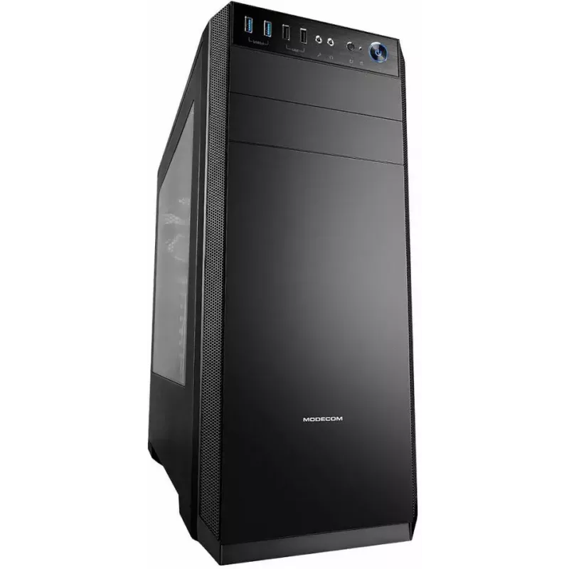 Modecom Oberon Pro Midi Tower PC Case, ATX/Micro ATX/ITX, side window, GPU up to 395 mm, 2x USB 3.0, black