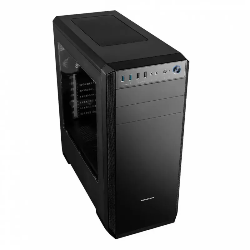 Modecom Oberon Pro Midi Tower PC Case, ATX/Micro ATX/ITX, side window, GPU up to 395 mm, 2x USB 3.0, black