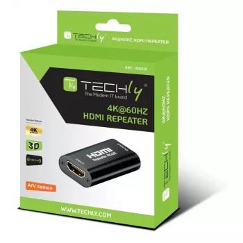 AV repeater TECHLY IDATA-HDMI2-RIP4KT — HDMI 2.0, HDCP 2.2, 4096×2160, max distance 40 m, black