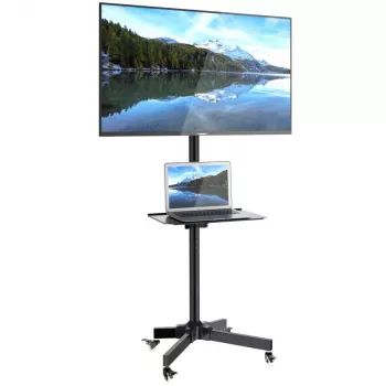 Techly Trolley Floor Stand LCD/LED/Plasma 23 inch-55 inch, 58.4 cm (23 inch), 139.7 cm (55 inch), 50 x 50 mm, 400 x 400 mm, -15 - 15°, Black