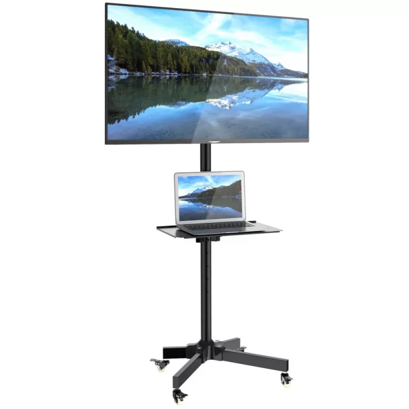 Techly Trolley Floor Stand LCD/LED/Plasma 23 inch-55 inch, 58.4 cm (23 inch), 139.7 cm (55 inch), 50 x 50 mm, 400 x 400 mm, -15 - 15°, Black