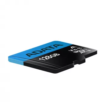 MicroSDXC flash memory ADATA 128 GB UHS‑I Class 10 — 85 MB/s read, 25 MB/s write, waterproof, with SD adapter