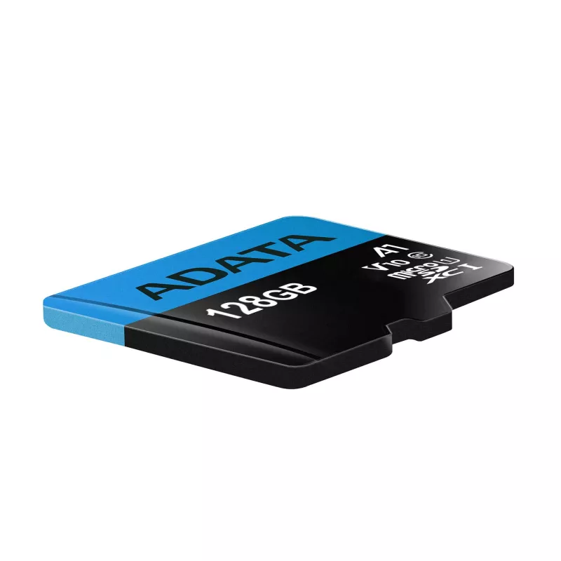 MicroSDXC flash memory ADATA 128 GB UHS‑I Class 10 — 85 MB/s read, 25 MB/s write, waterproof, with SD adapter