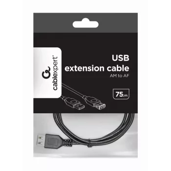 GEMBIRD USB 2.0 Extension Cable, 0.75m - Black