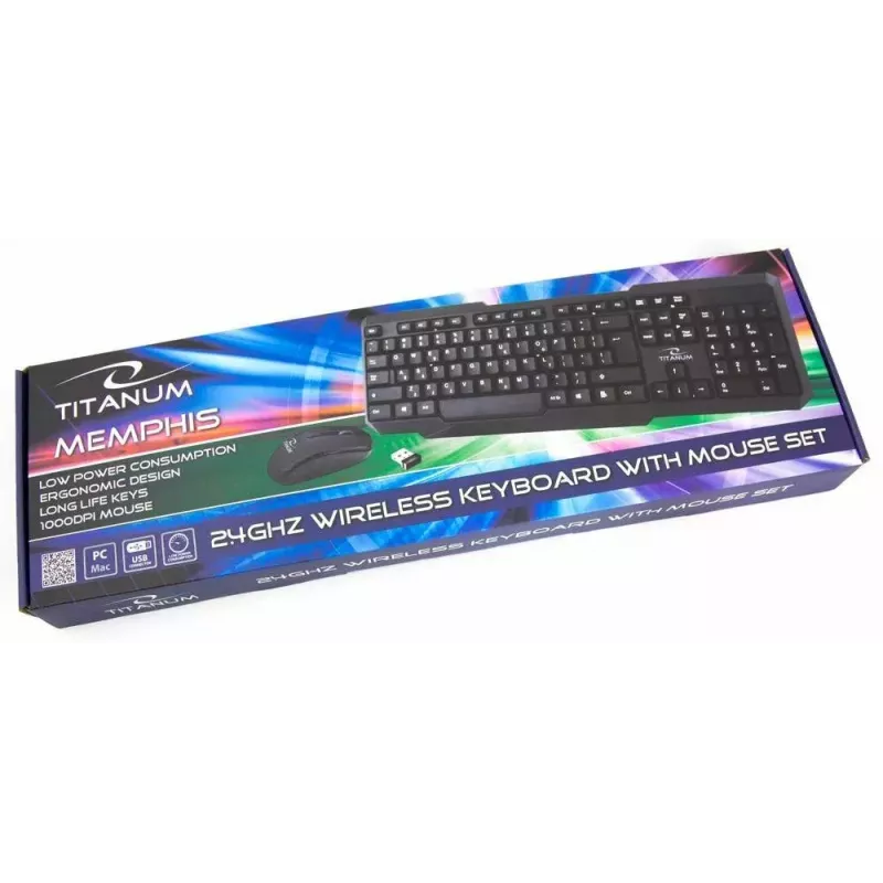 Titanum Memphis TK108 Keyboard and USB Mouse Set, Black