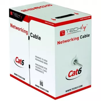 Network cable TECHLY Cat.6 U/UTP CCA 305 m, 23 AWG, 250 MHz, grey