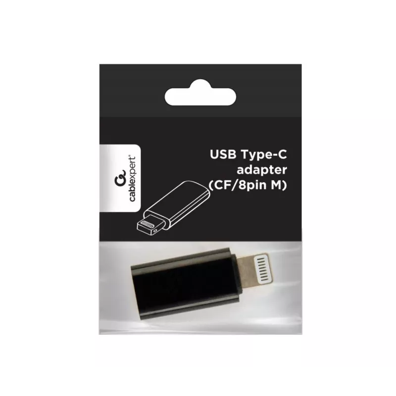 Gembird A-USB-CF8PM-01 cable gender changer USB type-C 8-pin to Ipohne Black