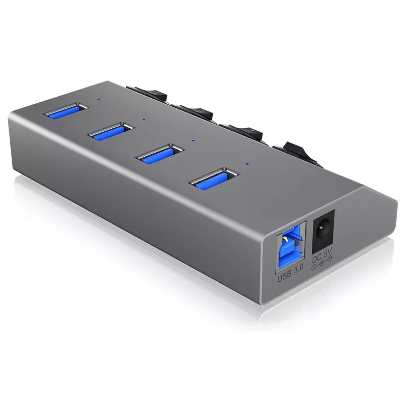ICY BOX IB-HUB1405 USB 3.2 Gen 1 (3.1 Gen 1) Type-B 5000 Mbit/s Anthracite