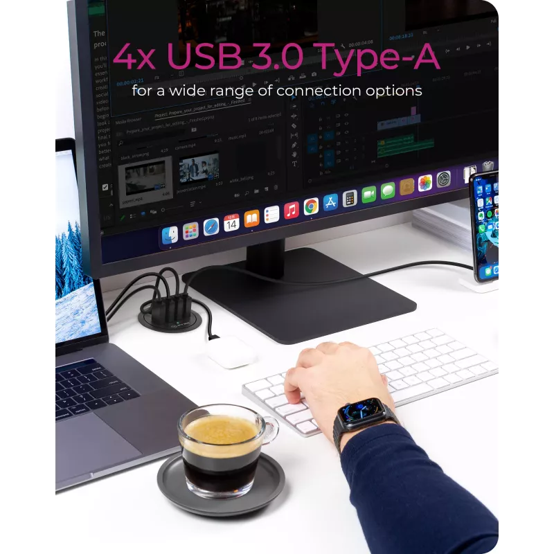 ICY BOX IB-HUB1403 USB 3.2 Gen 1 (3.1 Gen 1) Type-A 5000 Mbit/s Black