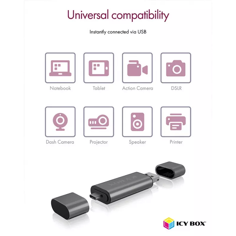 ICY BOX IB-CR200-C card reader USB 2.0 Black