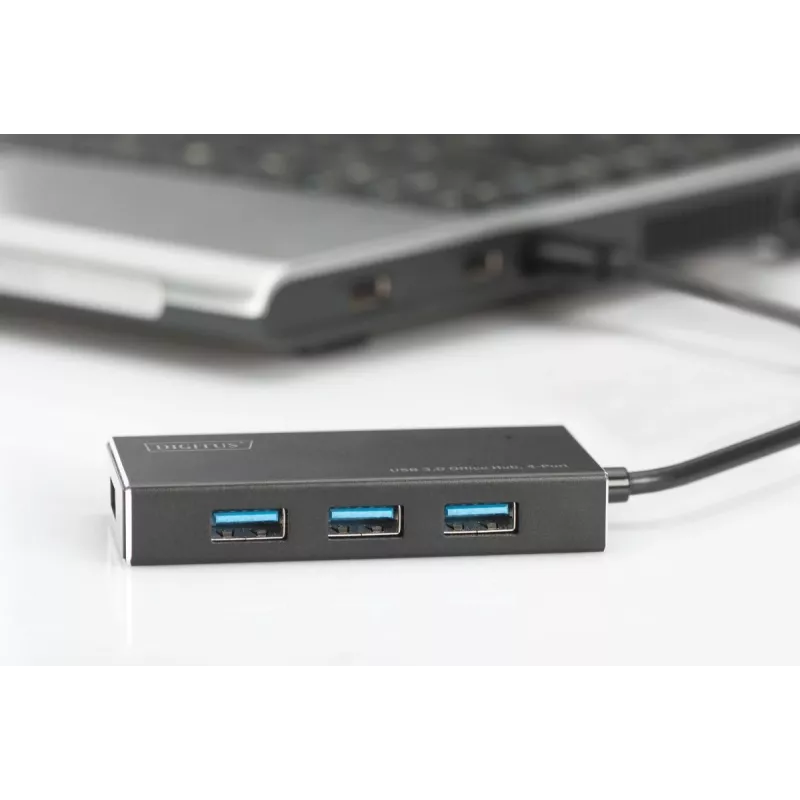 DIGITUS USB 3.0 Hub, 4-port Includes 5V/2A power supply Aluminium housing