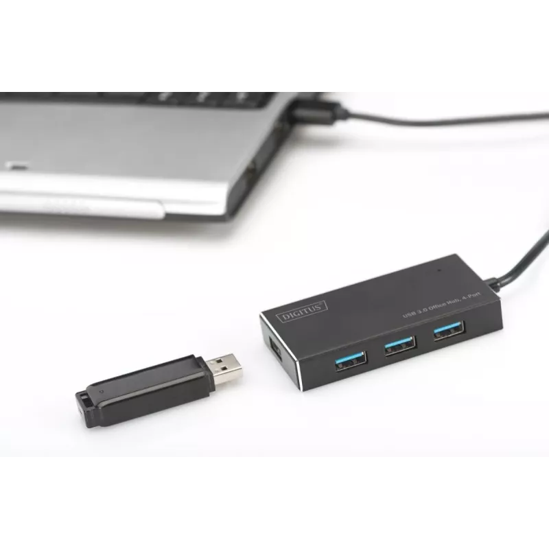 DIGITUS USB 3.0 Hub, 4-port Includes 5V/2A power supply Aluminium housing